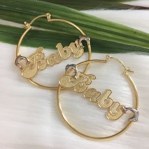 BABY Round Hoop Earring-14K Gold Filled Nameplate